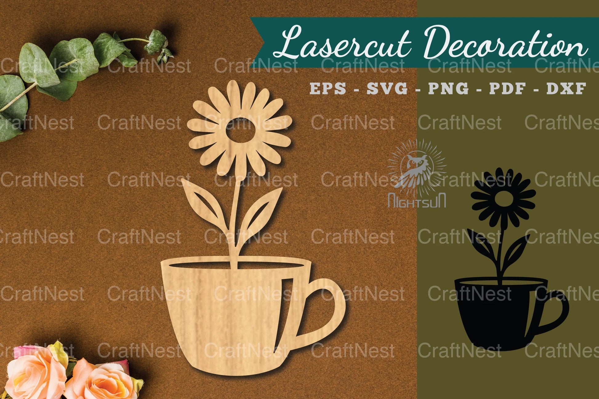 Floral Cup Laser Cut Decoration Clipart Bundle - CraftNest - Digital Crafting and Art