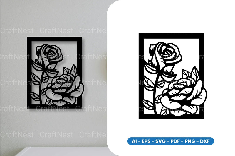 Flower in Frame Laser Cut SVG Bundle - CraftNest - Digital Crafting and Art