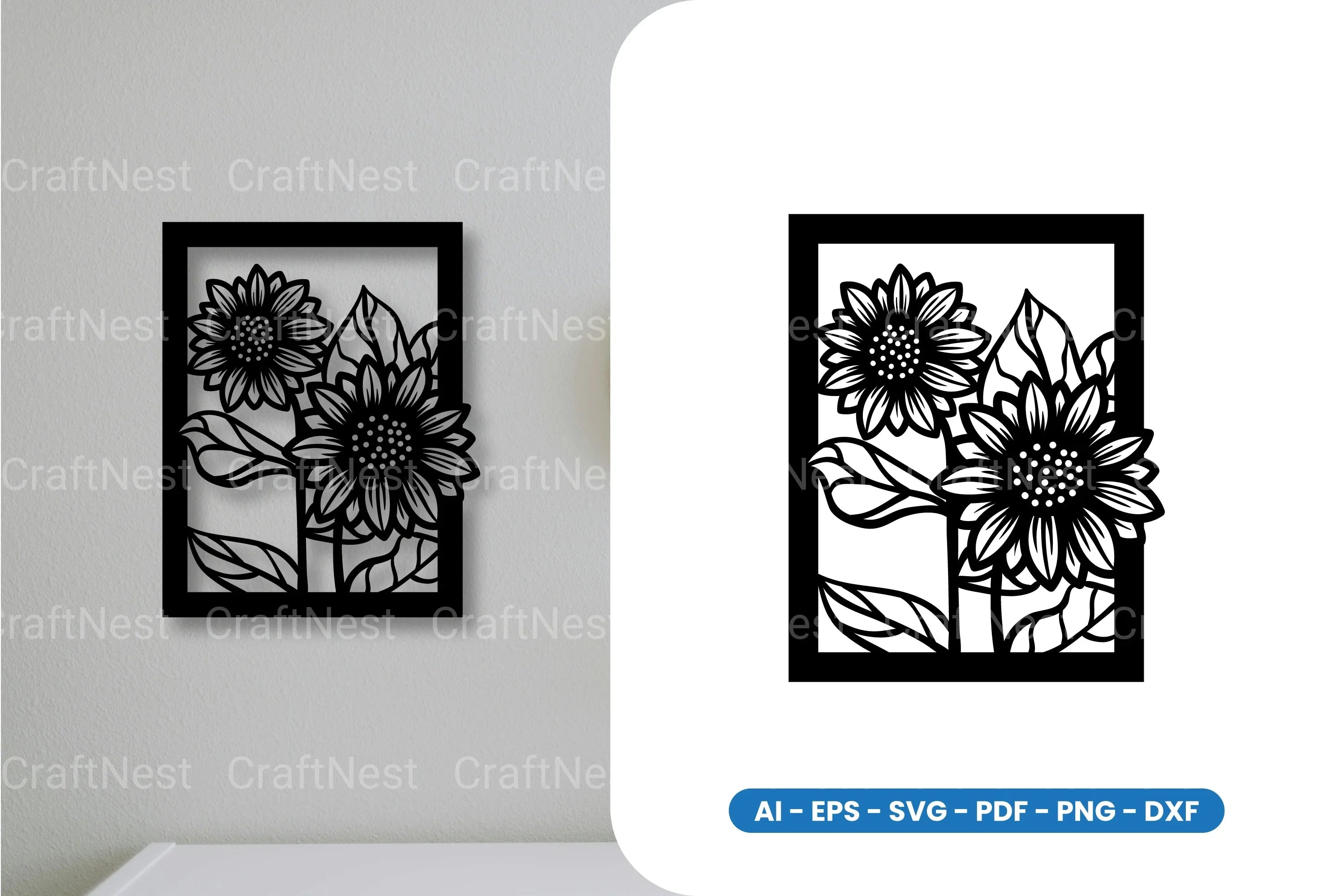 Flower in Frame Laser Cut SVG Bundle - CraftNest - Digital Crafting and Art