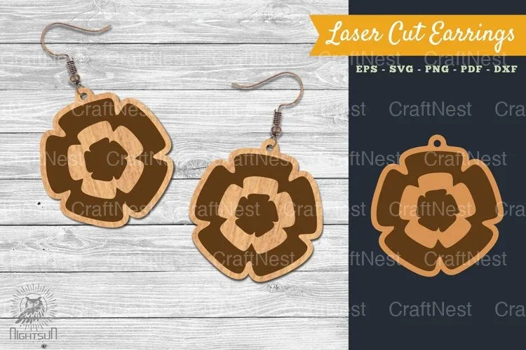 Flower Laser Cut Earring SVG Bundle - CraftNest - Digital Crafting and Art