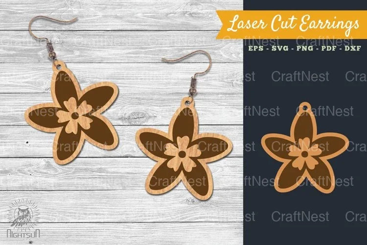 Flower Laser Cut Earring SVG Bundle - CraftNest - Digital Crafting and Art