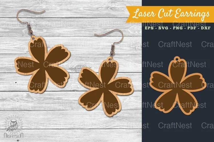 Flower Laser Cut Earring SVG Bundle - CraftNest - Digital Crafting and Art