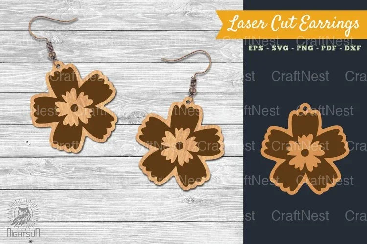 Flower Laser Cut Earring SVG Bundle - CraftNest - Digital Crafting and Art