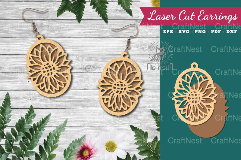 Flower Laser Cut Earrings Design Bundle - CraftNest - Digital Crafting and Art