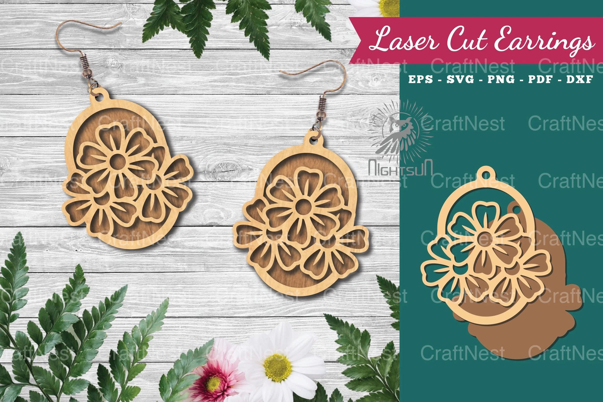 Flower Laser Cut Earrings - Clipart Bundle - CraftNest - Digital Crafting and Art