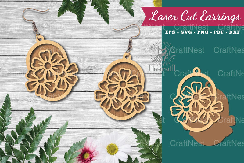 Flower Laser Cut Earrings - Clipart Bundle - CraftNest - Digital Crafting and Art