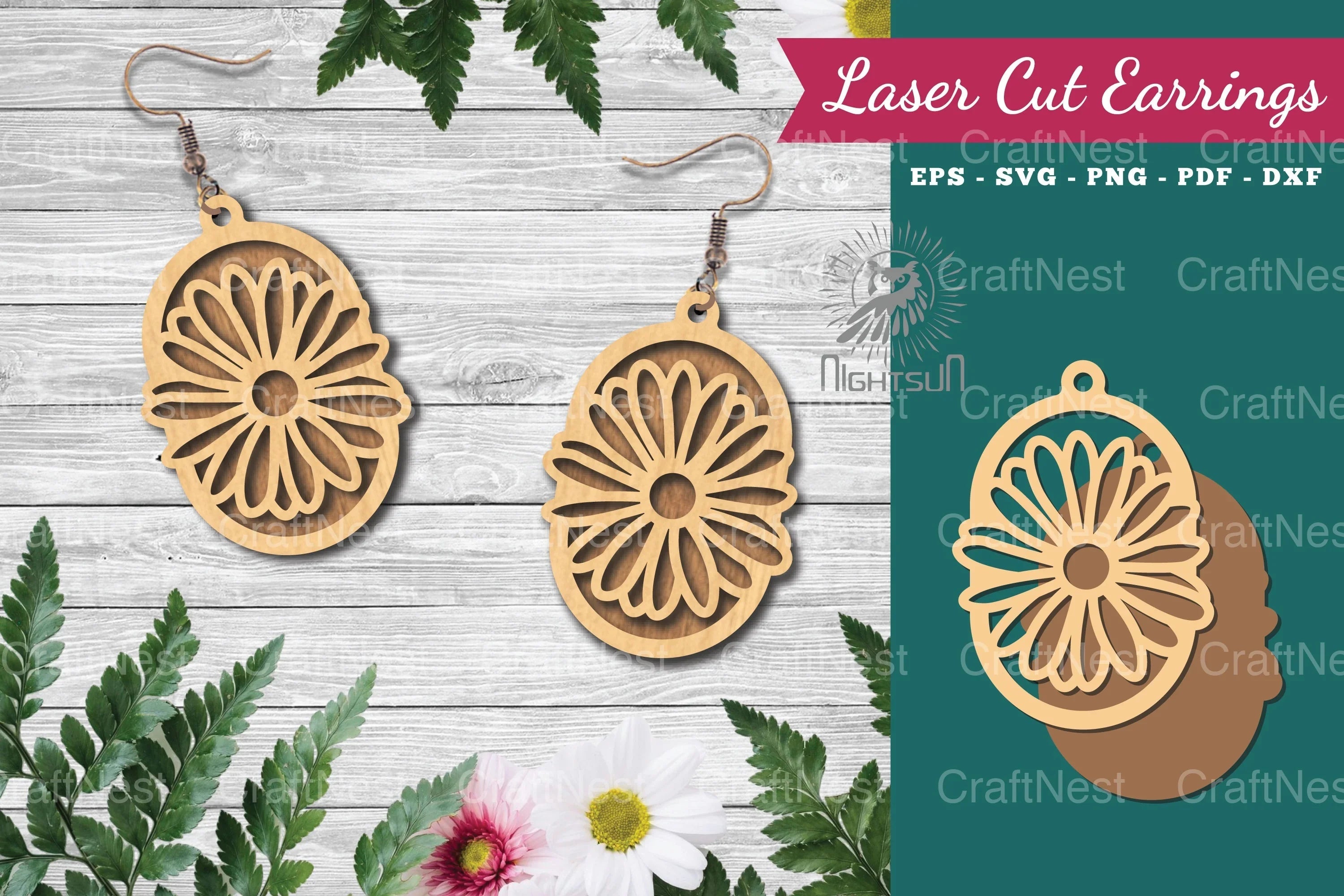 Flower Laser Cut Earrings Design Bundle - CraftNest - Digital Crafting and Art