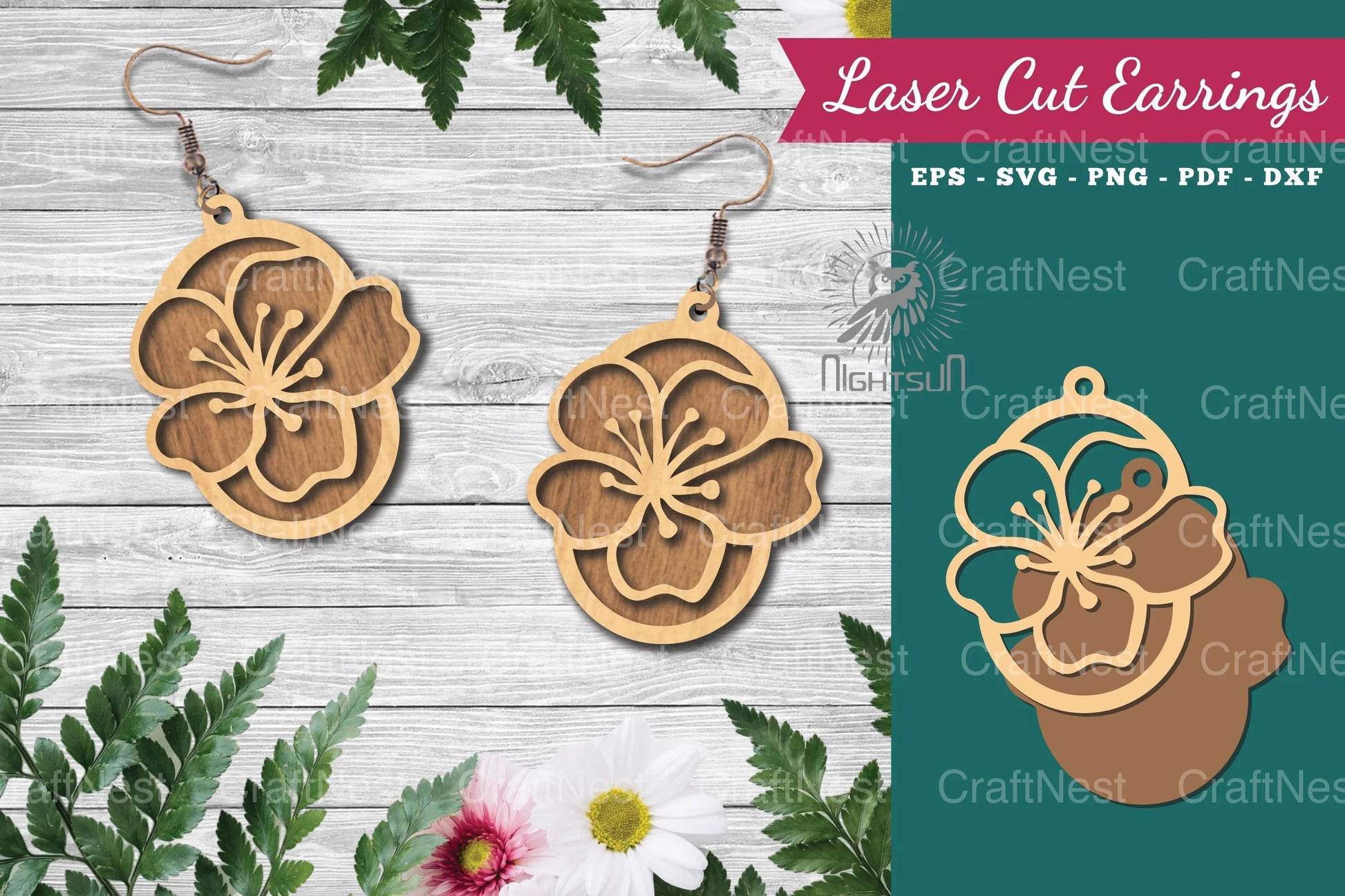 Flower Laser Cut Earrings Design Bundle - CraftNest - Digital Crafting and Art
