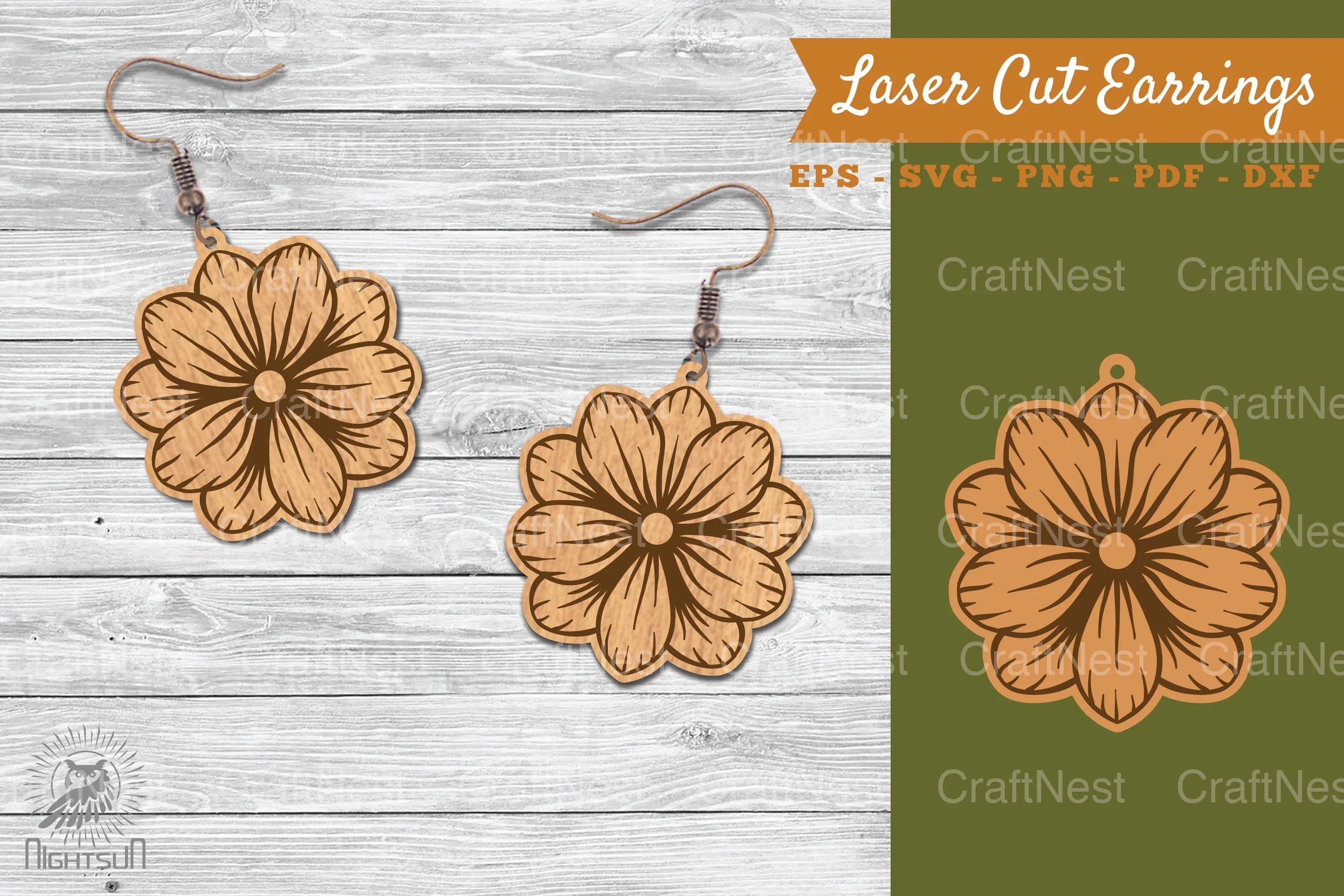Flower Laser Cut Earrings SVG Bundle - CraftNest - Digital Crafting and Art