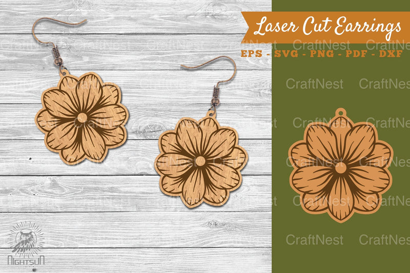 Flower Laser Cut Earrings SVG Bundle - CraftNest - Digital Crafting and Art