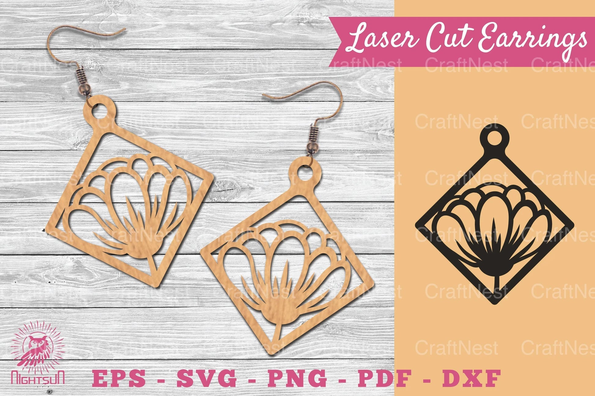 Flower Laser Cut Earrings SVG Bundle - CraftNest - Digital Crafting and Art