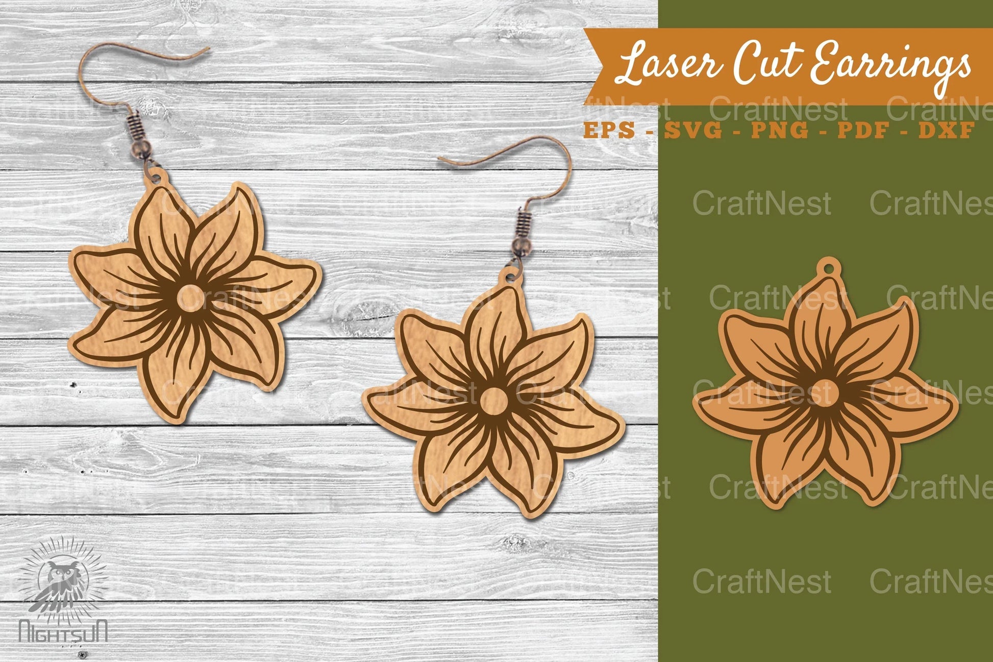 Flower Laser Cut Earrings SVG Bundle - CraftNest - Digital Crafting and Art