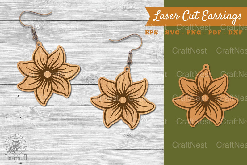 Flower Laser Cut Earrings SVG Bundle - CraftNest - Digital Crafting and Art
