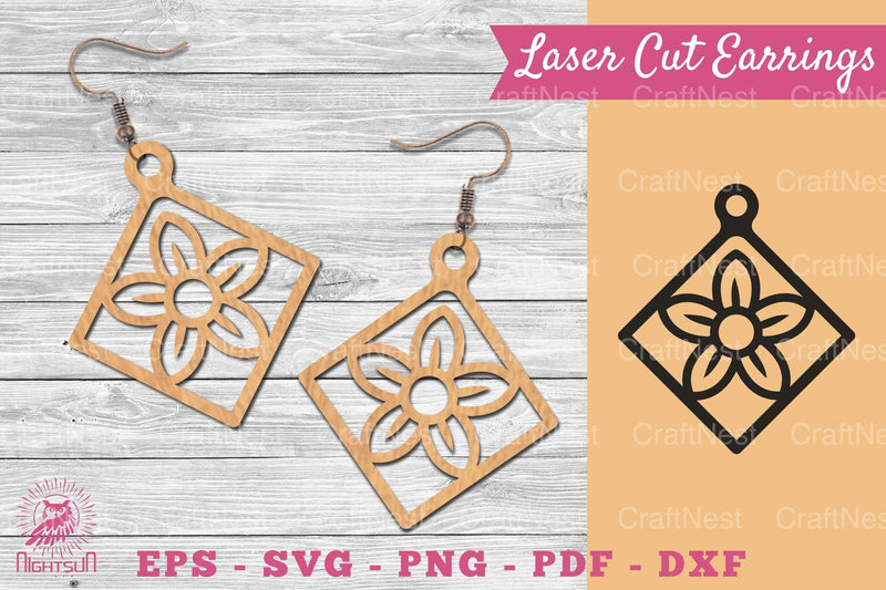 Flower Laser Cut Earrings SVG Bundle - CraftNest - Digital Crafting and Art