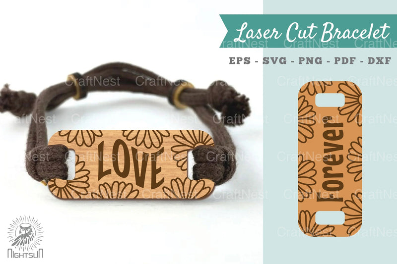 Flower Love Laser Cut Bracelet SVG Bundle - CraftNest - Digital Crafting and Art