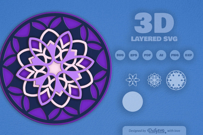 Flower Mandala Laser Cut SVG Bundle - CraftNest - Digital Crafting and Art