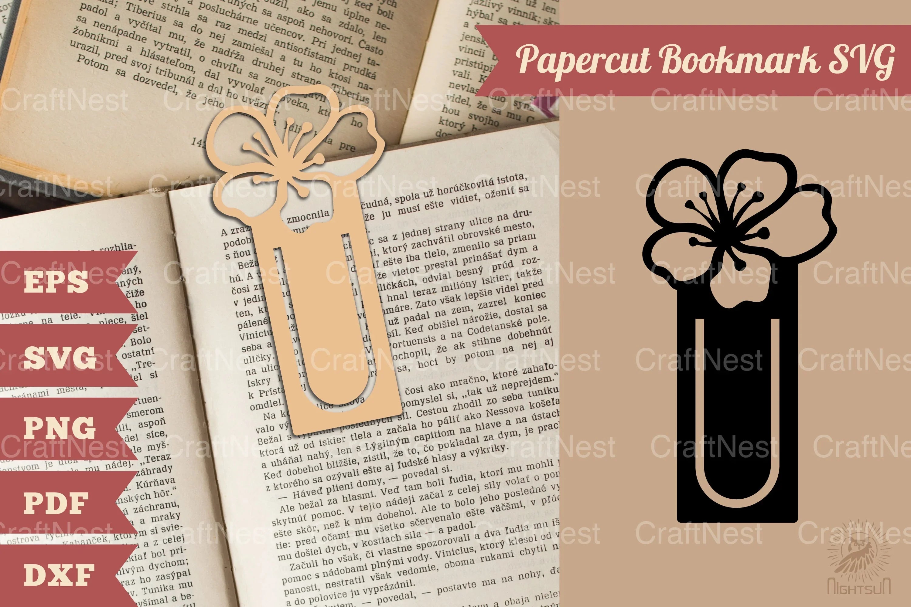 Flower Papercut Bookmark SVG Bundle - CraftNest - Digital Crafting and Art