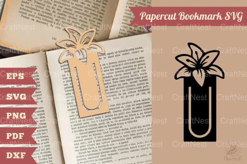 Flower Papercut Bookmark SVG Bundle - CraftNest - Digital Crafting and Art