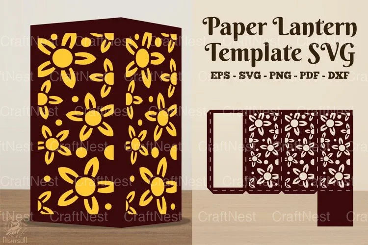 Flower Pattern Paper Lantern Template Bundle - CraftNest - Digital Crafting and Art
