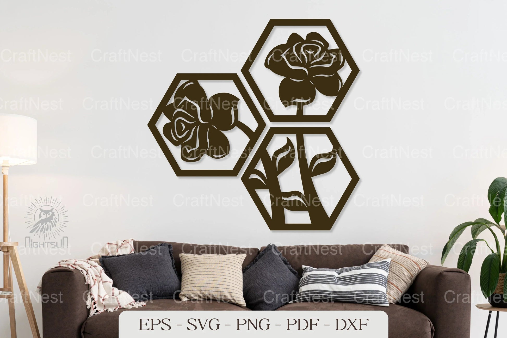 Flower Shape Hexagon Wall Decor Clipart Bundle - CraftNest - Digital Crafting and Art