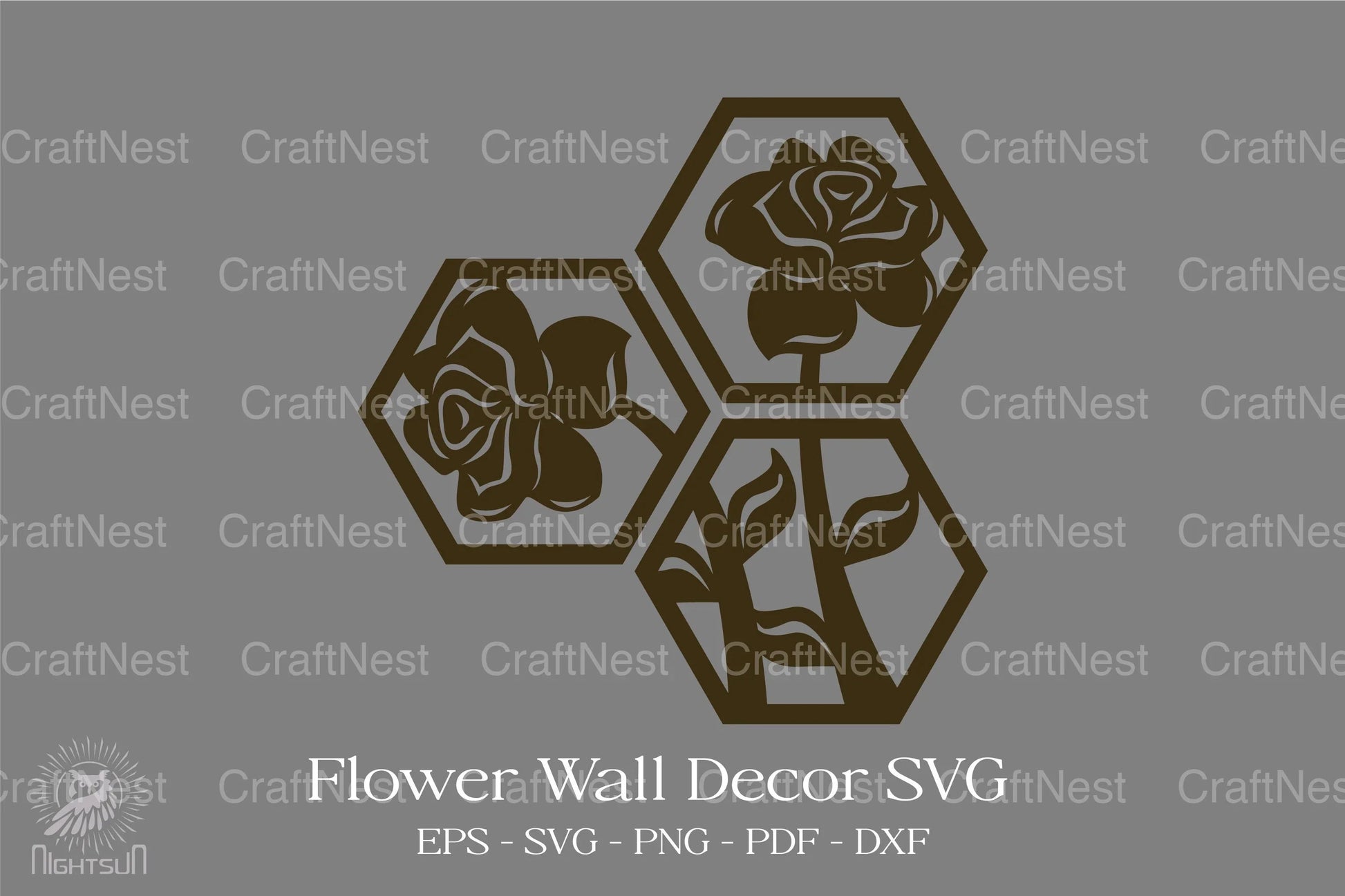 Flower Shape Hexagon Wall Decor Clipart Bundle - CraftNest - Digital Crafting and Art