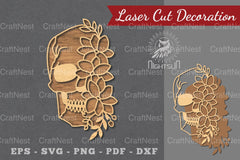 Flower Skull Laser Cut Decoration Clipart Bundle - CraftNest - Digital Crafting and Art