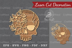 Flower Skull Laser Cut Decoration Clipart Bundle - CraftNest - Digital Crafting and Art