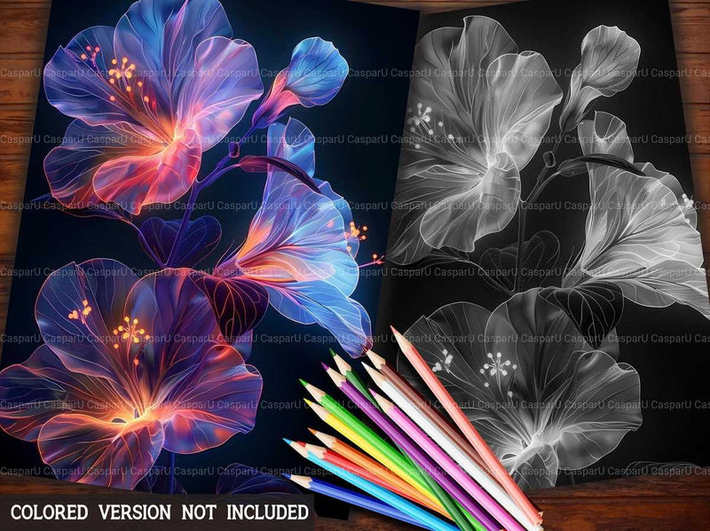 Flower Neon Coloring Books - CraftNest
