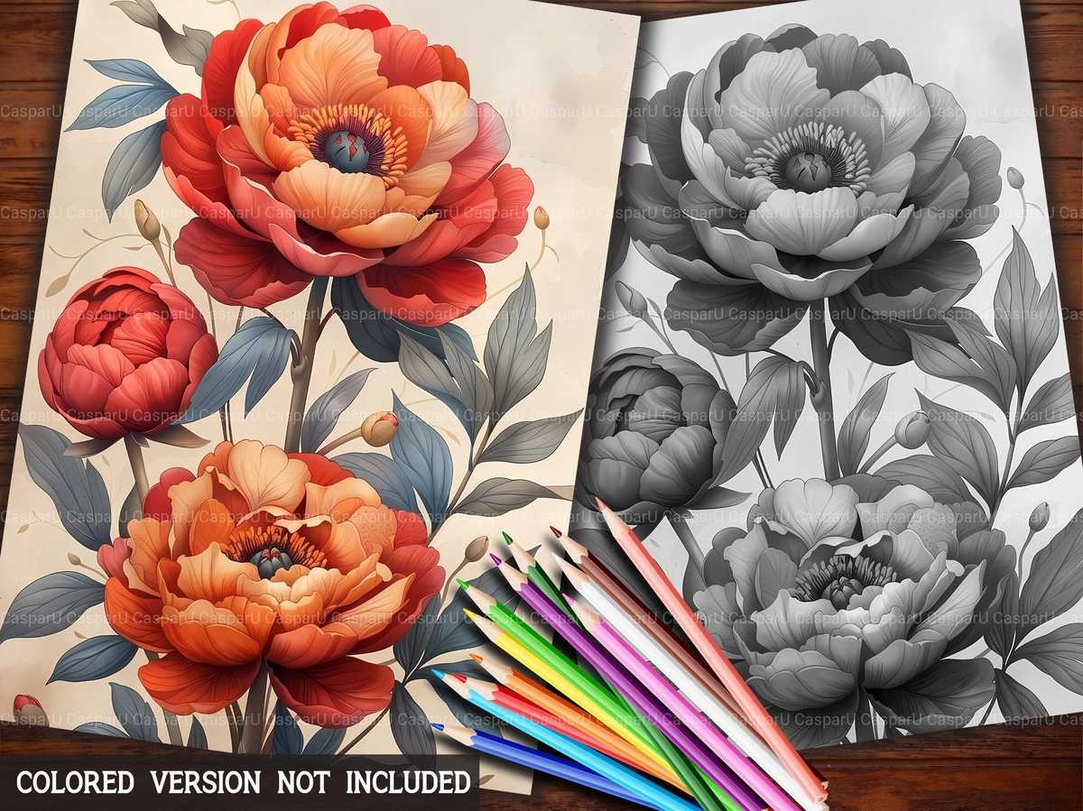 Flower Peonies Coloring Books - CraftNest