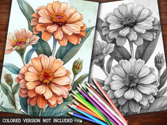 Flower Zinnias Coloring Books - CraftNest