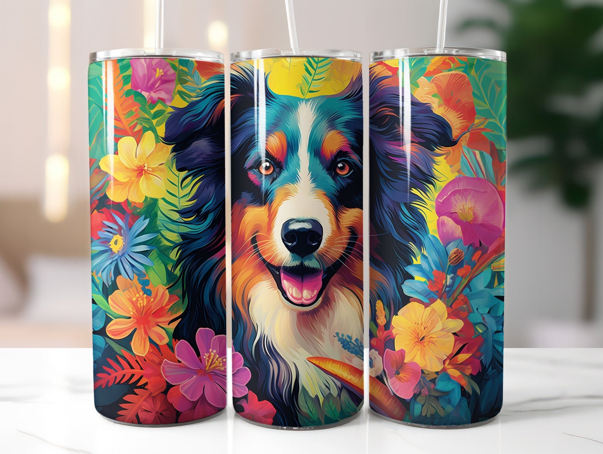 Flower Dogs Tumbler Wrap - CraftNest