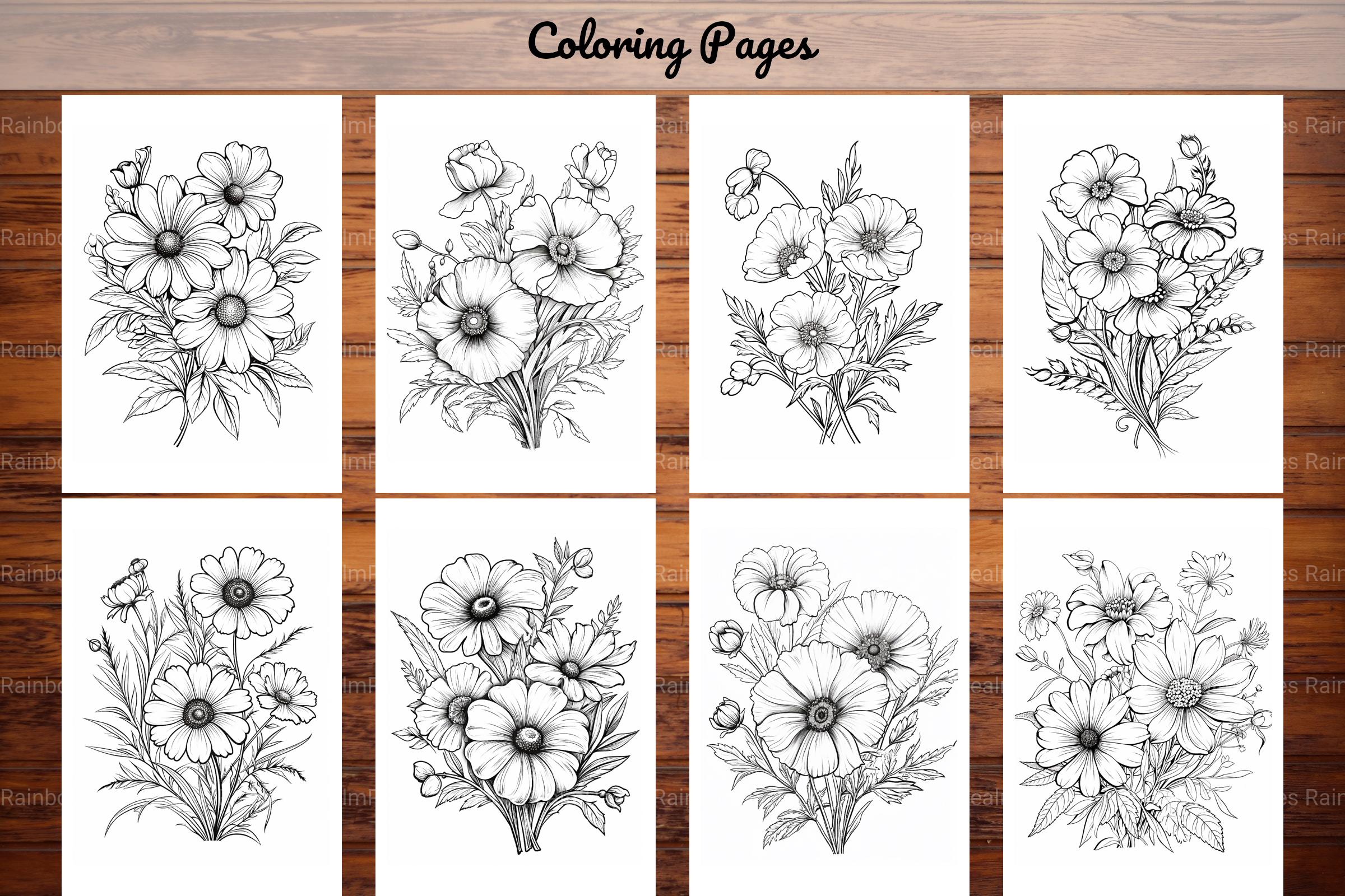 Wild Flower Coloring Book
