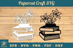 Flower and Book Papercut SVG Bundle - CraftNest - Digital Crafting and Art