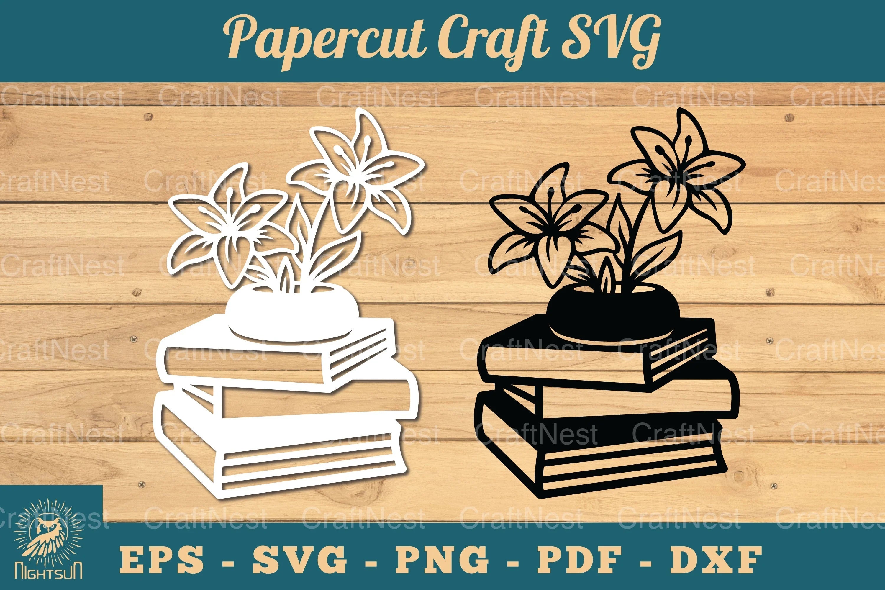 Flower and Book Papercut SVG Bundle - CraftNest - Digital Crafting and Art