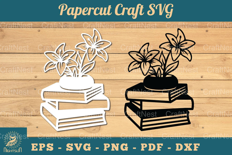 Flower and Book Papercut SVG Bundle - CraftNest - Digital Crafting and Art