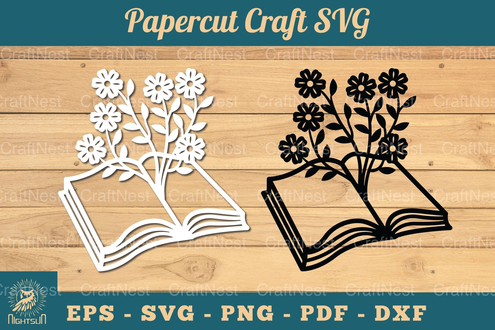 Flower and Book Papercut SVG Bundle - CraftNest - Digital Crafting and Art
