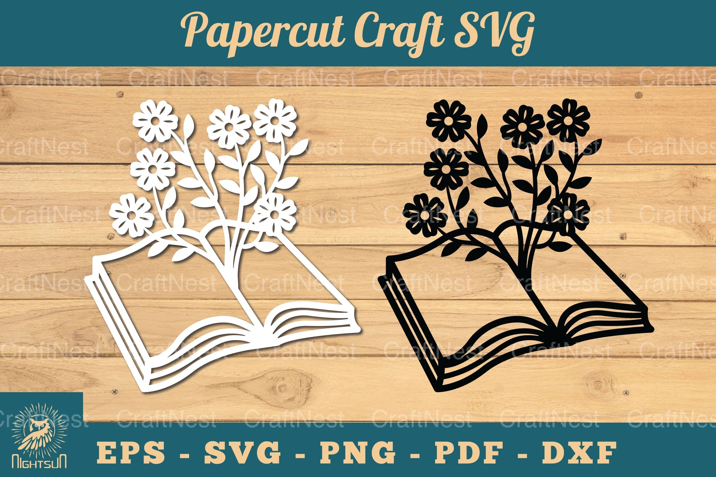 Flower and Book Papercut SVG Bundle - CraftNest - Digital Crafting and Art