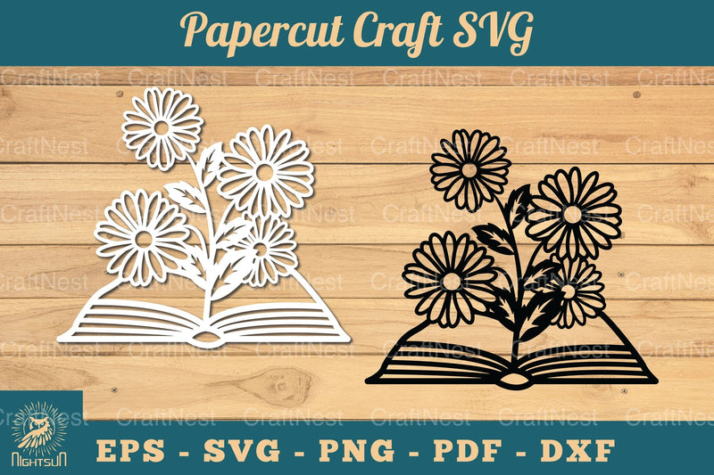 Flower and Book Papercut SVG Bundle - CraftNest - Digital Crafting and Art