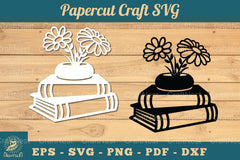 Flower and Book Papercut SVG Bundle - CraftNest - Digital Crafting and Art