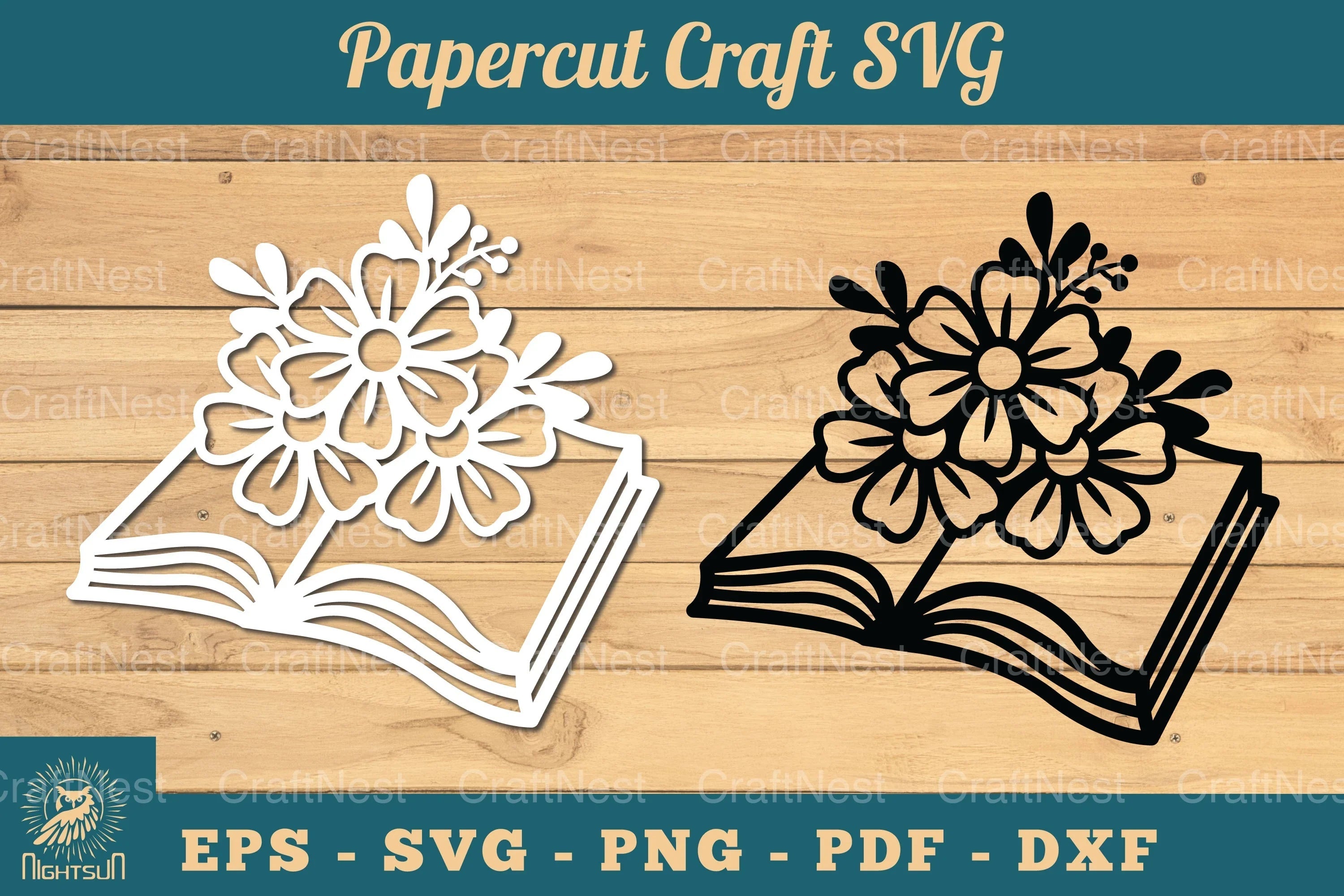 Flower and Book Papercut SVG Bundle - CraftNest - Digital Crafting and Art