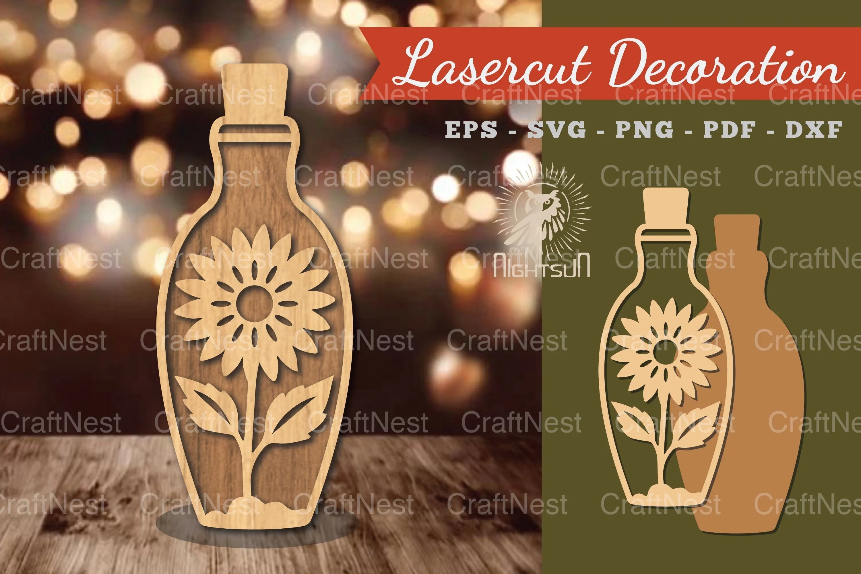 Flower in Bottle Laser Cut Decoration Clipart Bundle - CraftNest - Digital Crafting and Art