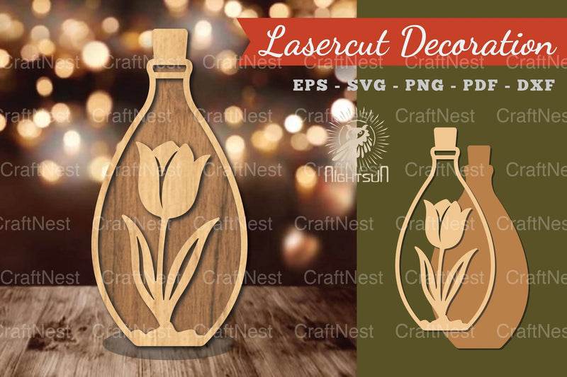 Flower in Bottle Laser Cut Decoration Clipart Bundle - CraftNest - Digital Crafting and Art