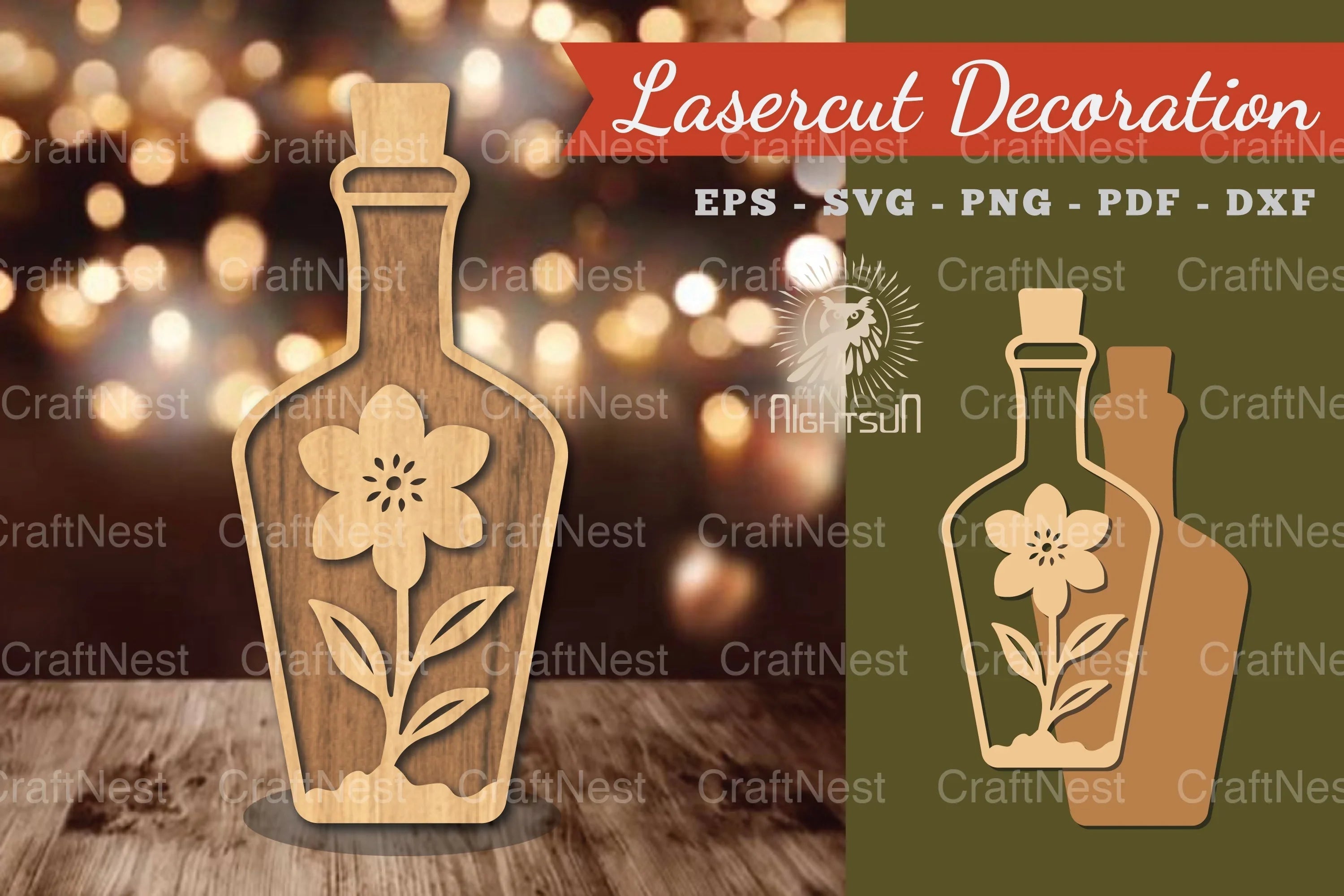 Flower in Bottle Laser Cut Decoration Clipart Bundle - CraftNest - Digital Crafting and Art