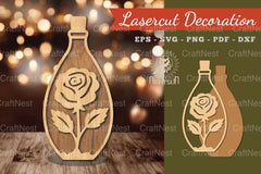 Flower in Bottle Laser Cut Decoration Clipart Bundle - CraftNest - Digital Crafting and Art