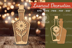 Flower in Bottle Laser Cut Decoration Clipart Bundle - CraftNest - Digital Crafting and Art