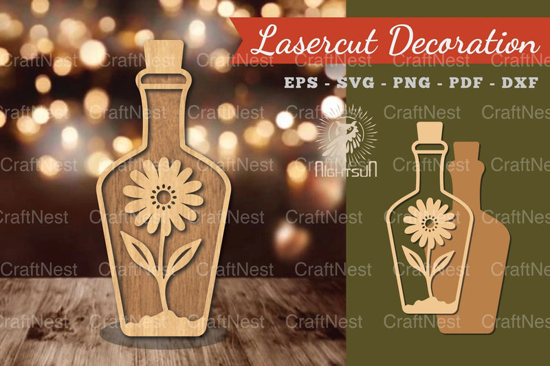 Flower in Bottle Laser Cut Decoration Clipart Bundle - CraftNest - Digital Crafting and Art