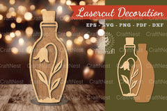 Flower in Bottle Laser Cut Decoration Clipart Bundle - CraftNest - Digital Crafting and Art
