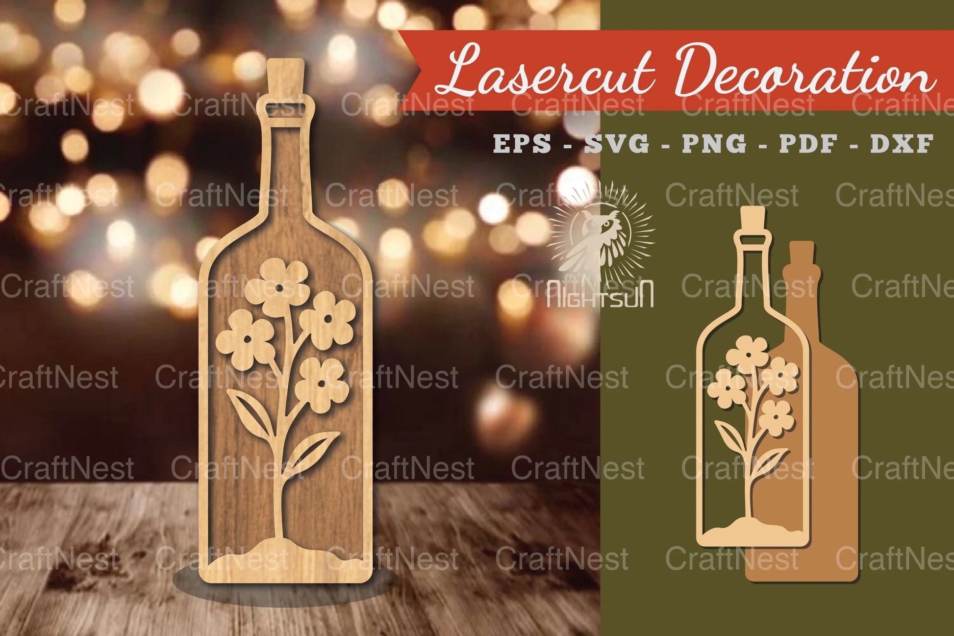 Flower in Bottle Laser Cut Decoration Clipart Bundle - CraftNest - Digital Crafting and Art