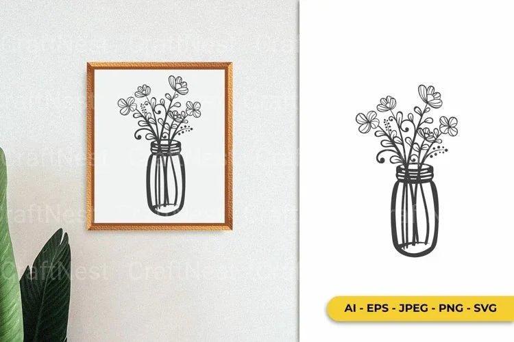 Flower Jar Monogram Wall Decor SVG Bundle - CraftNest - Digital Crafting and Art