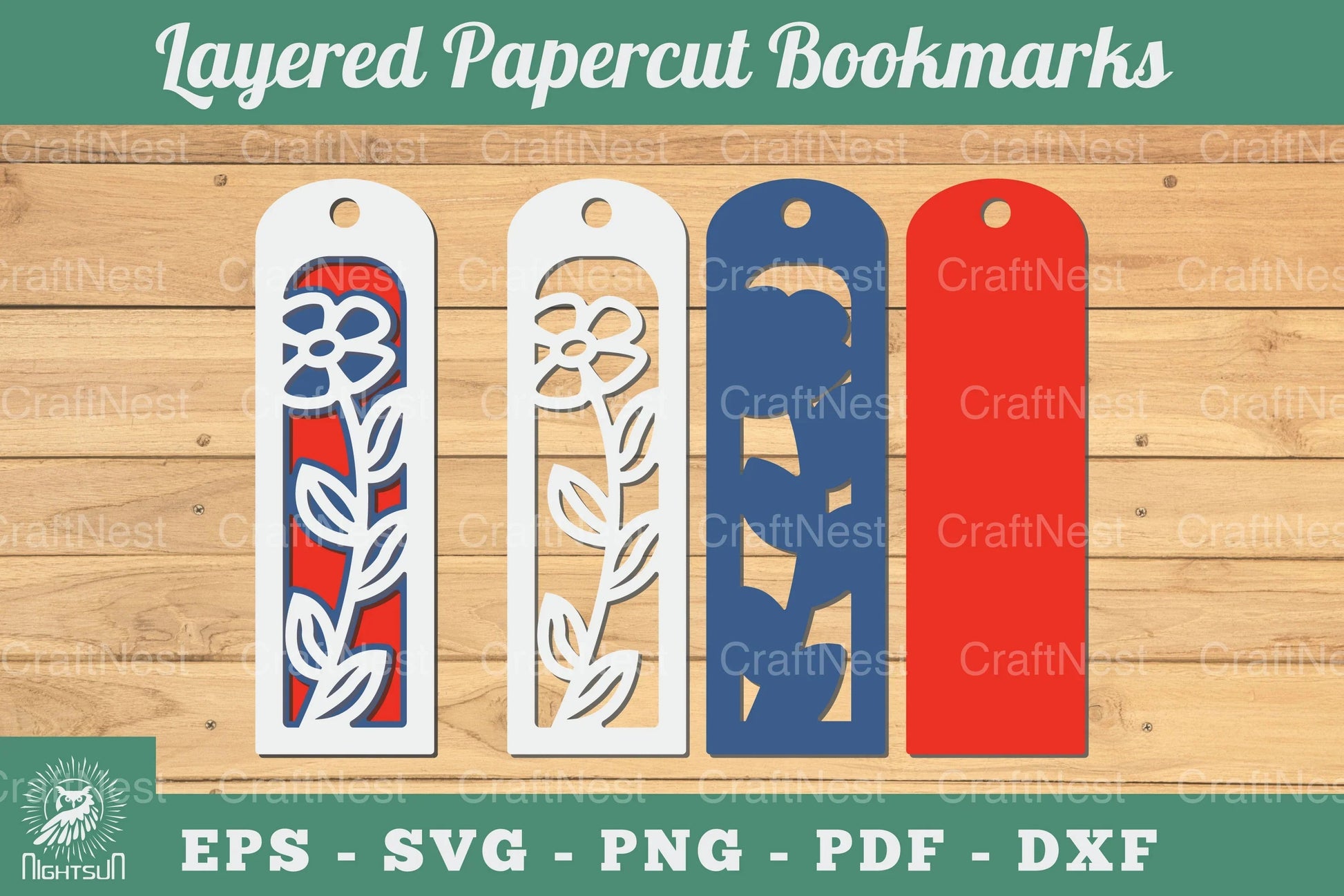 3D Papercut Flower Bookmarks SVG Bundle - CraftNest - Digital Crafting and Art